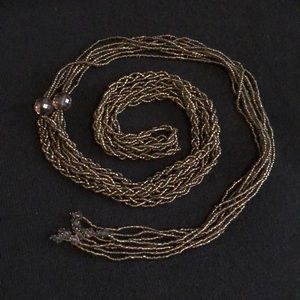 Beaded rope tie necklace